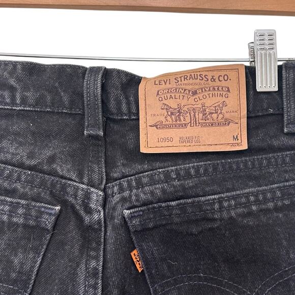 Vintage Levis 10950 Orange Tab Black Relaxed Tapered Jeans Sz 7 - Picture 4 of 5